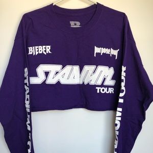 Team Bieber Long Sleeve Crop Top
